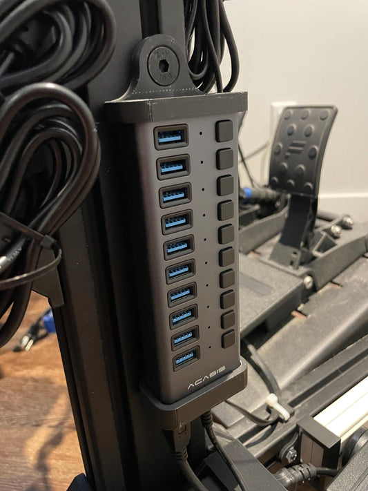 USB Hub Mount for ACASIS – Sim Racing Rig 8020 Bracket – RaceReady3D 3D Printed Holder
